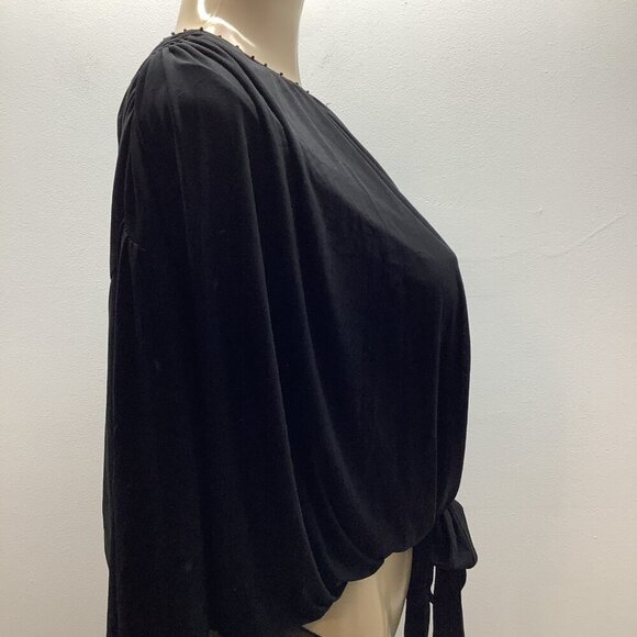 Max Azria Open Front With Neck Tie And Waist Tie Closure Black Top Size XS - Picture 4 of 8
